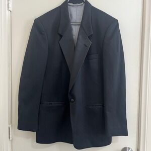 Vtg Christian Dior Monsieur Tuxedo Blazer 40R Black Pinstripe Satin Lapel Jacket